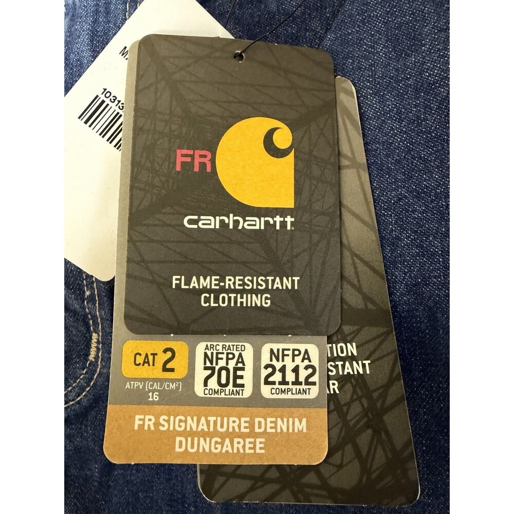 NEW Carhartt Flame Resistant Signature Denim Dungaree Size 32 X 32 Jeans Mens - Picture 2 of 7